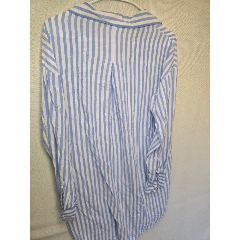 Stars Above Simply Cool Blue White Striped Sleep Shirt Nightgown Womens Large - Picture 3 of 3